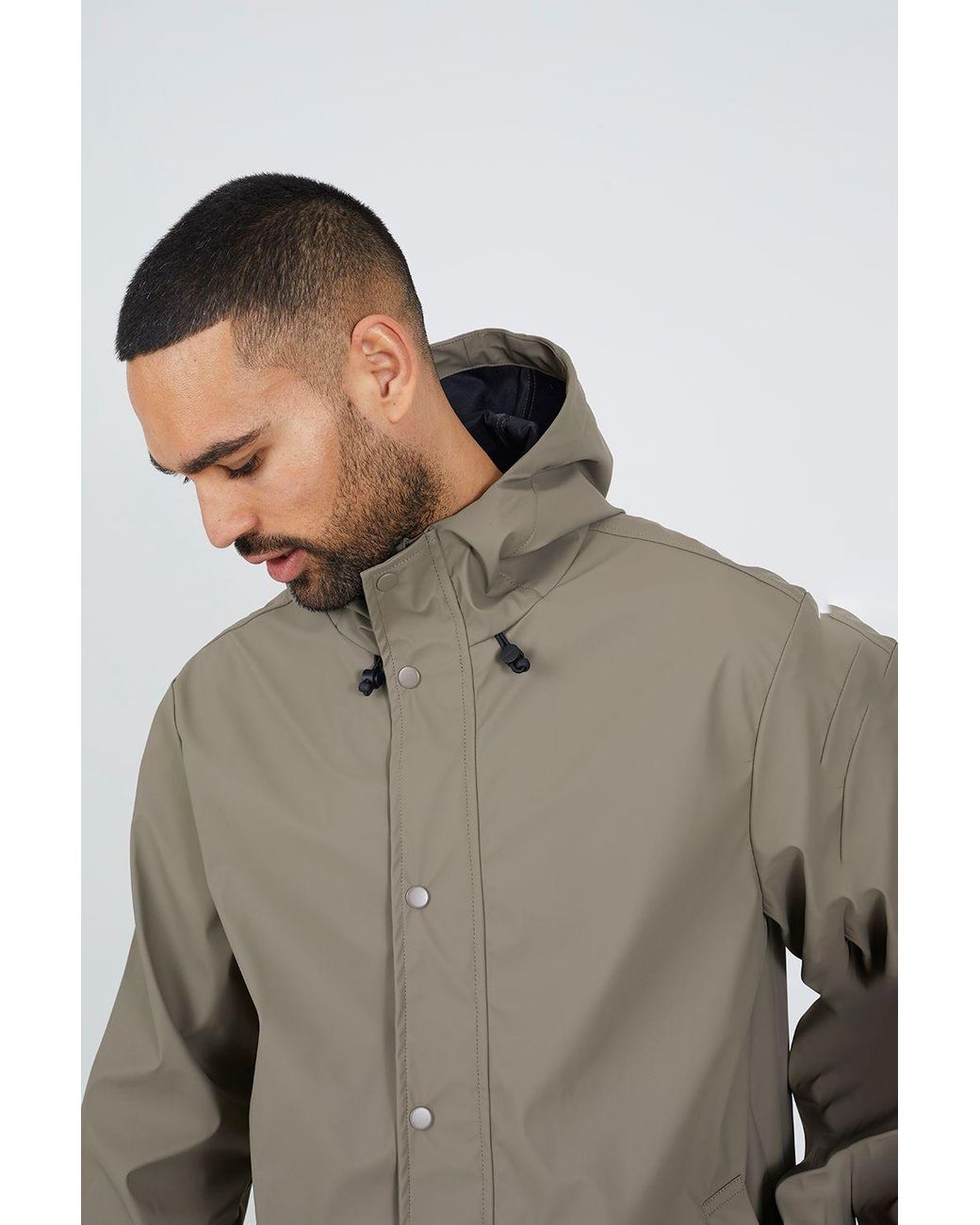 Brave Soul Natural Rubberised Hooded Parka Style Jacket for men