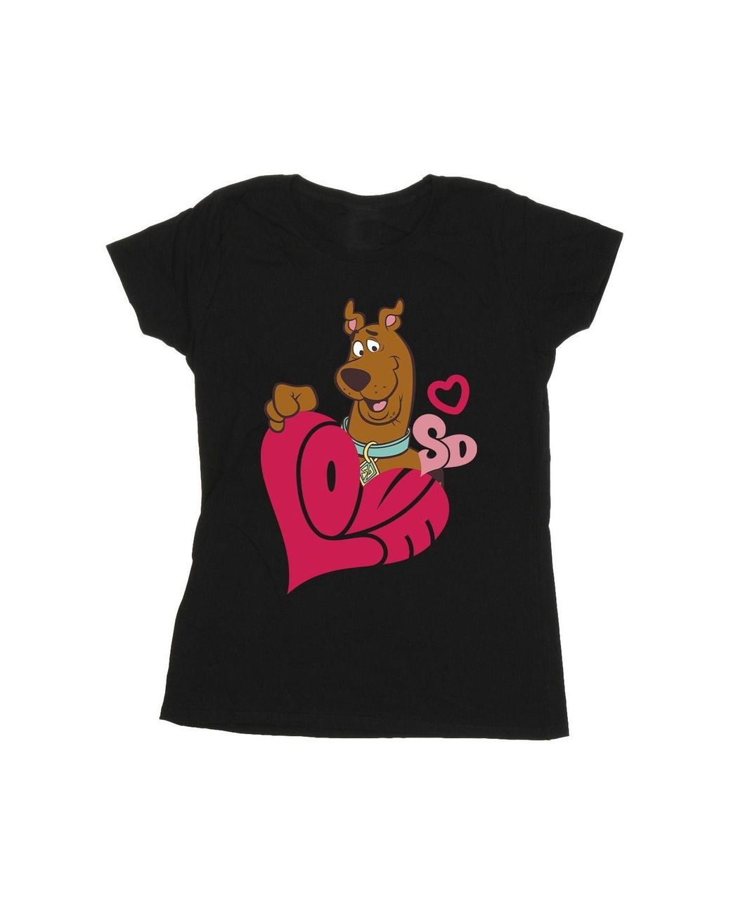 Scooby Doo Black Love Heart T-Shirt