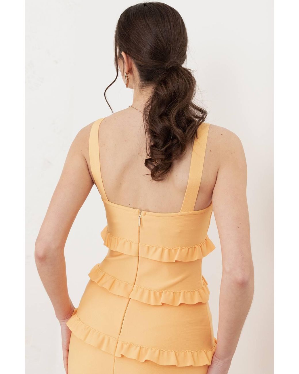 Maya Deluxe Yellow Strappy Bandage Midi Dress