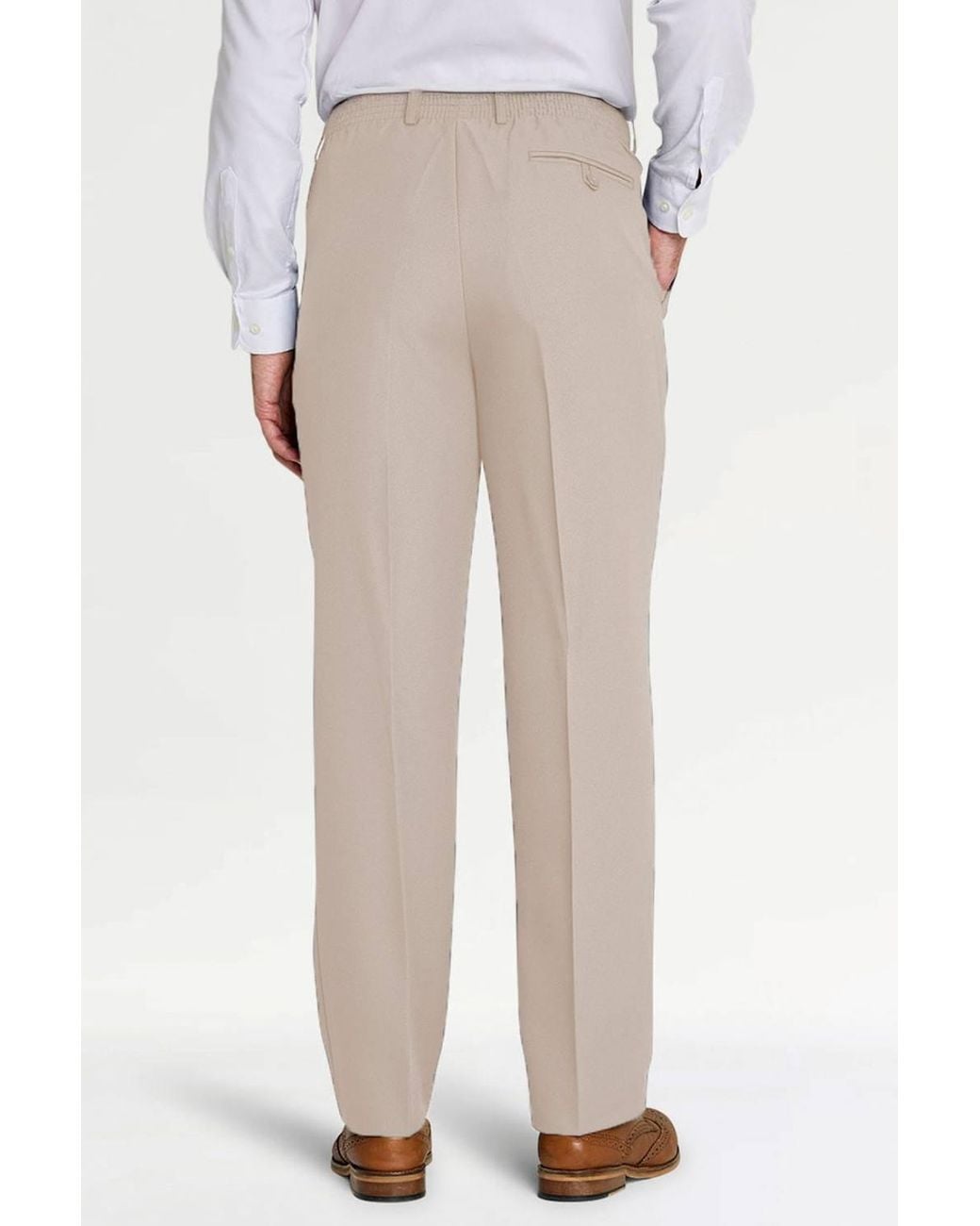 Chums White Comfort Fit Formal Elasticated Trousers With Stretch Waist for men