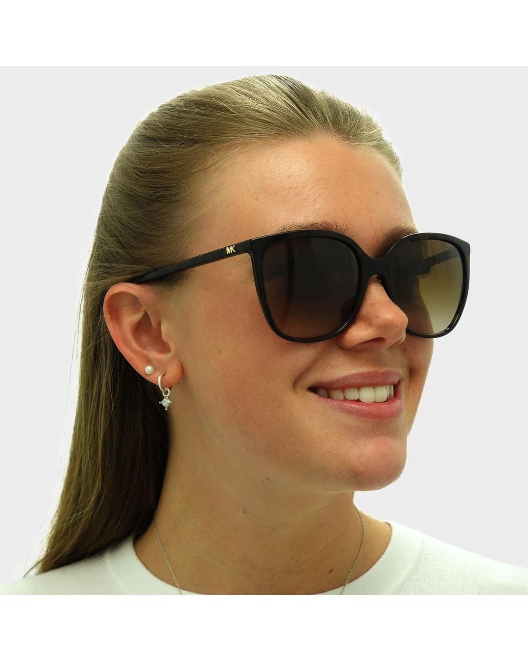 Michael Kors Brown Square Dark Tortoise Gradient Sunglasses
