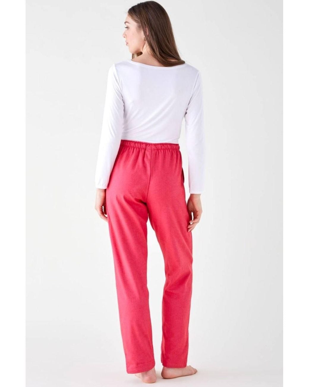 British Boxers Red "Bright Herringbone" Brushed Cotton Pyjama Trousers