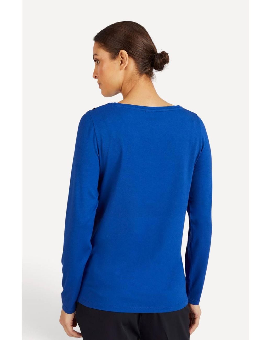 DAMART Blue Sequin Top, Boat Neckline, Regular Fit