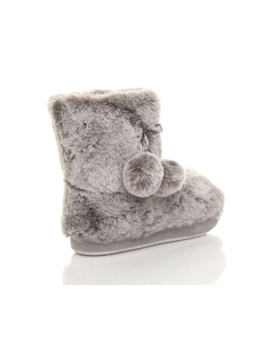 AJVANI Gray Faux Fur Lined Slip On Memory Foam Mules Slippers