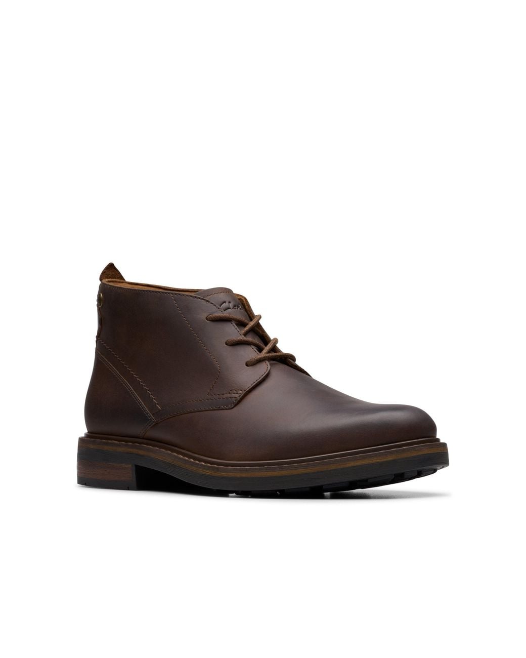 Clarks Brown Newford Mid Beeswax Leather Ankle Boots, Lace Up for men