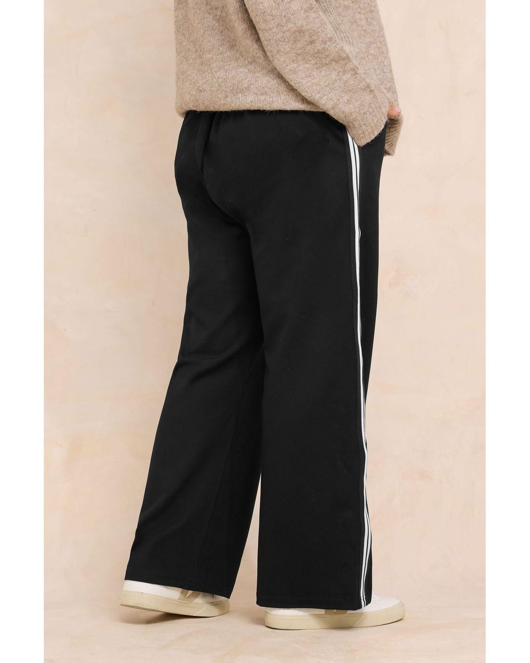 Evans Black Side Stripe Wide Leg Trousers