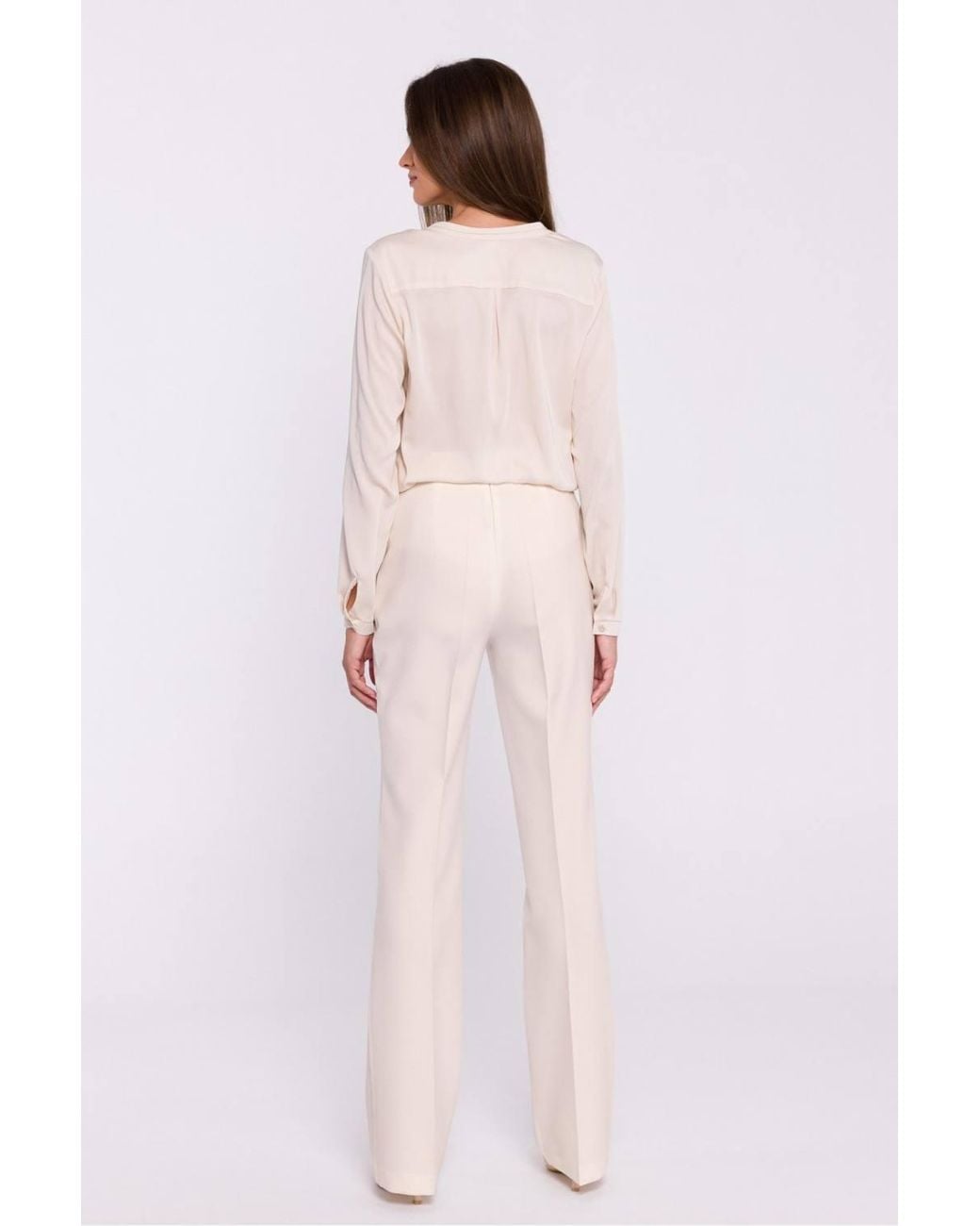 Love Lace Pink High Rise Flared Fabric Trousers Pressed Crease