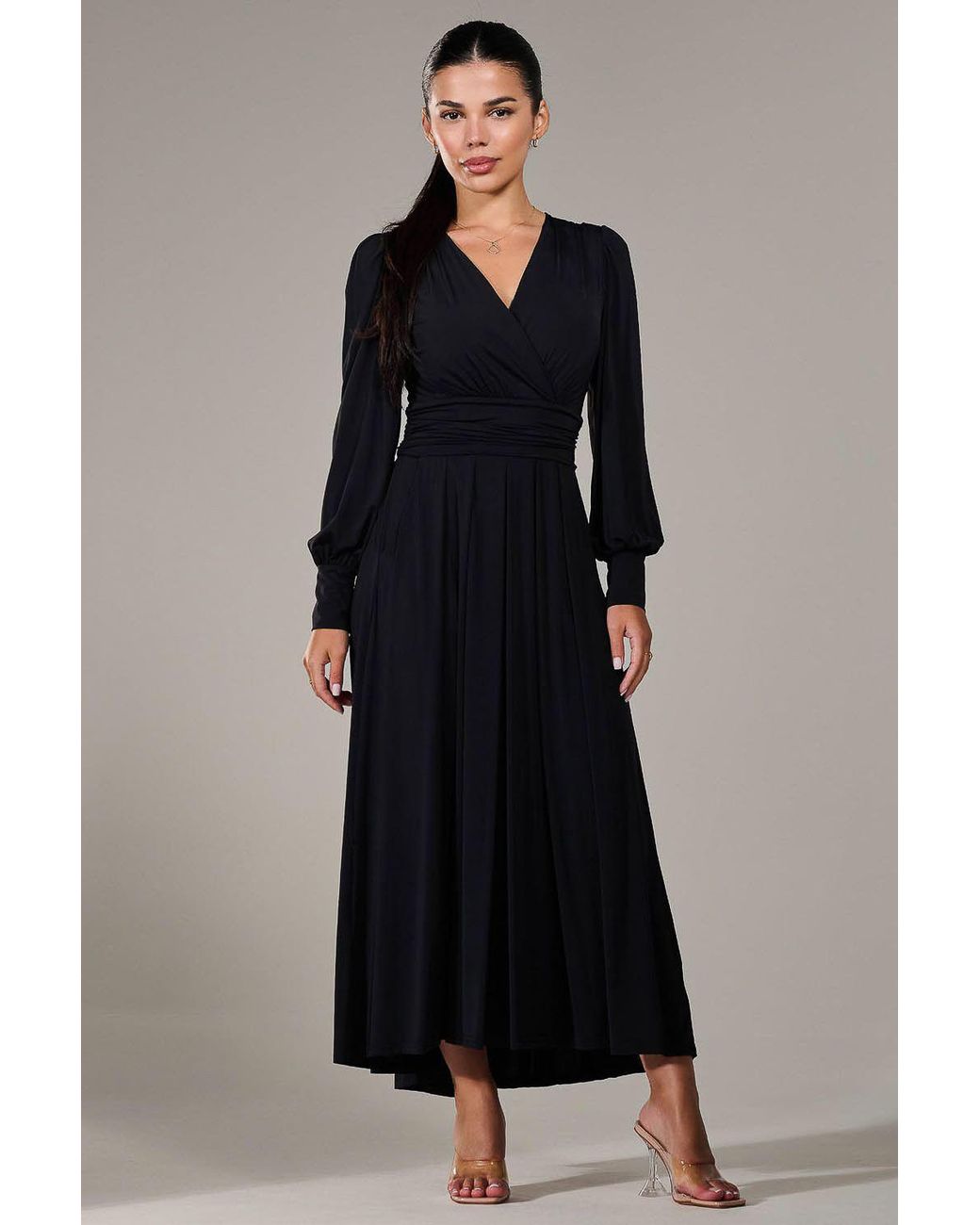 Jolie Moi Black Petite Long Sleeve Soft Silky Jersey Max