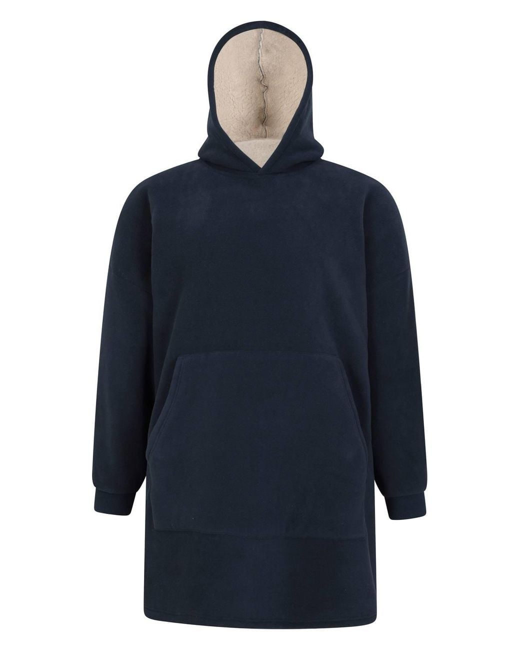 Mountain Warehouse Blue 'Snug' Kangaroo Pocket Warm Borg Lined Soft Fleece Hooded Blanket for men