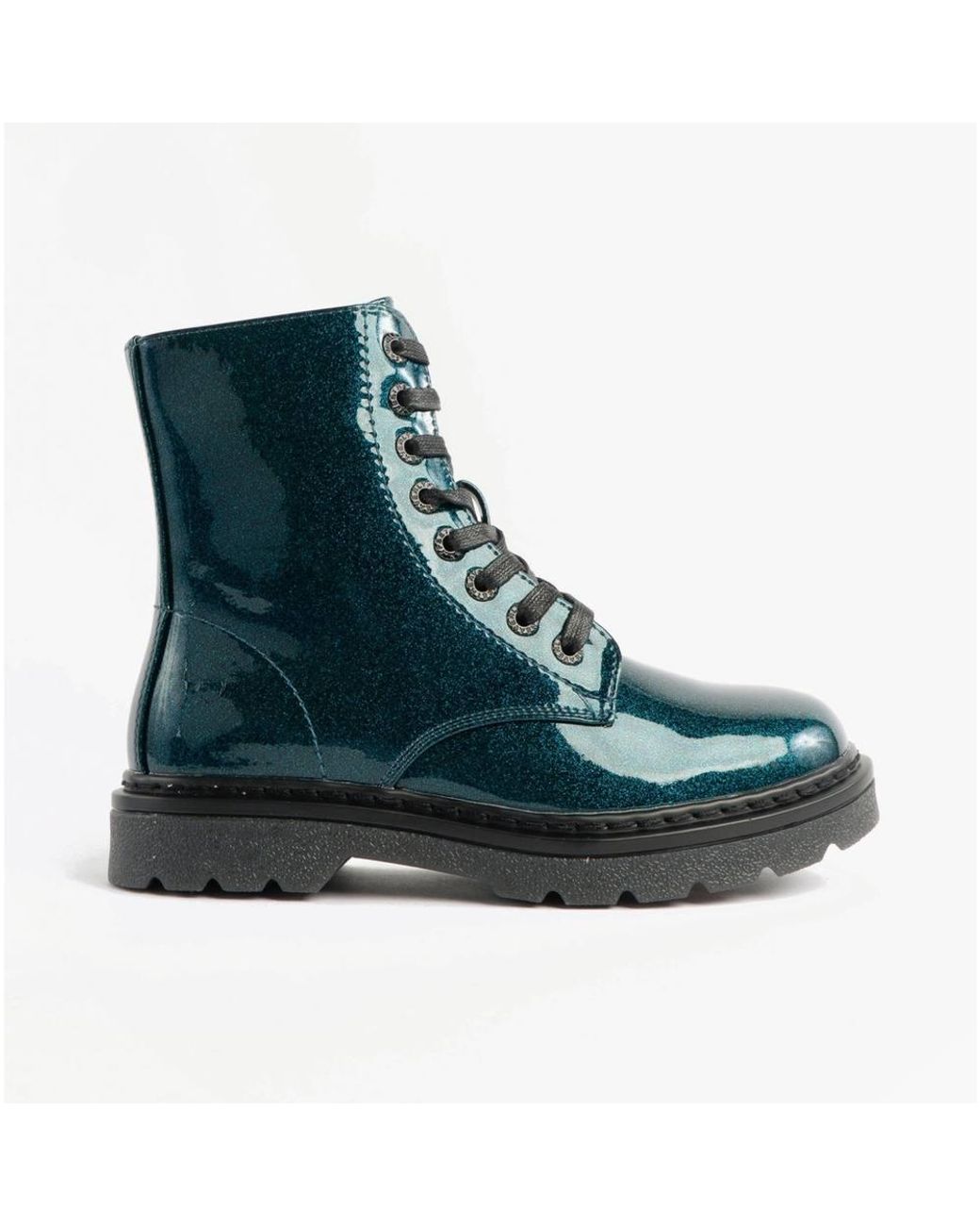 Heavenly Feet Blue Justina2 Glitter Glitter Lace Up Ankle Ankle Boots