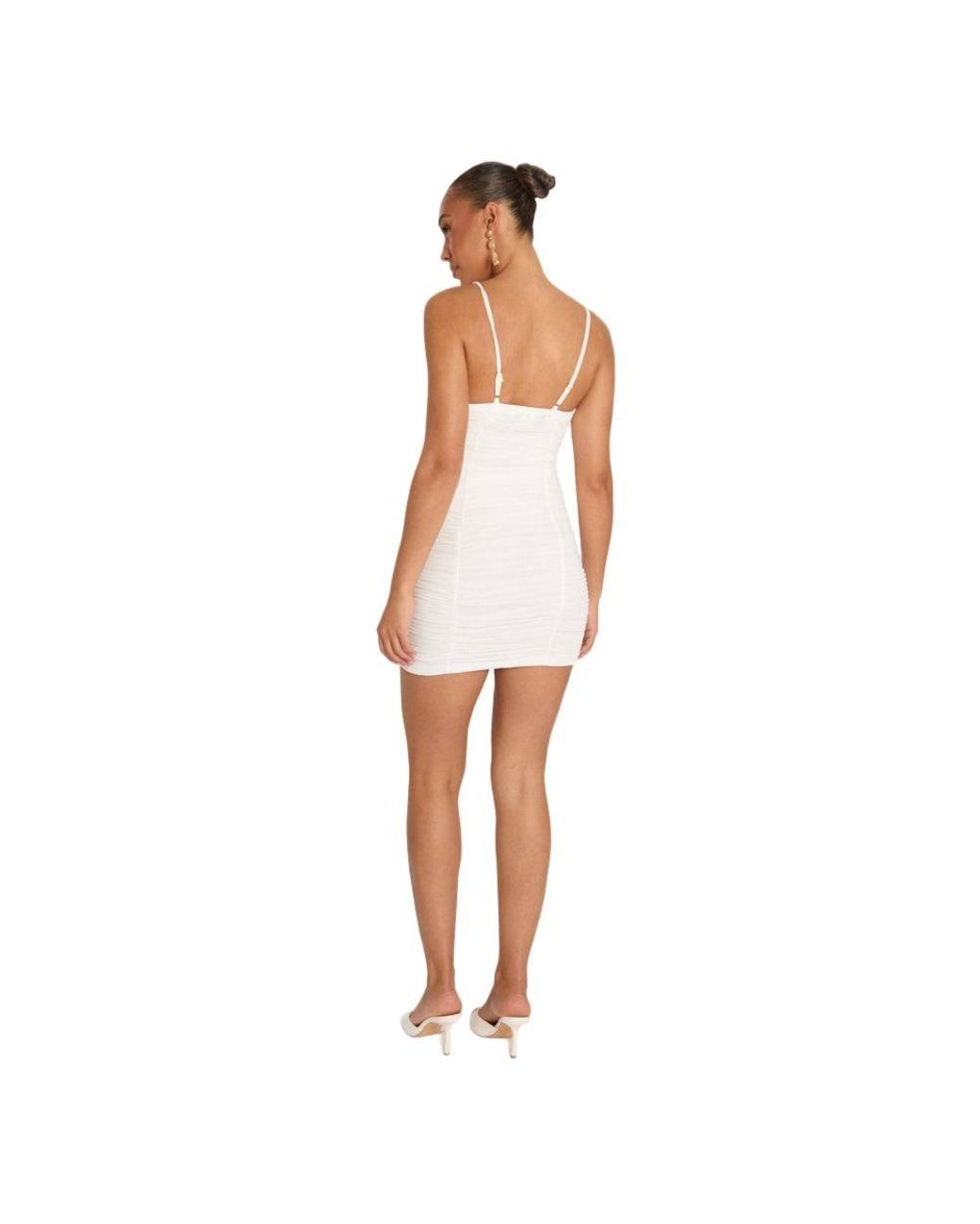 Rebellious Fashion White Ruched Strappy Mini Dress