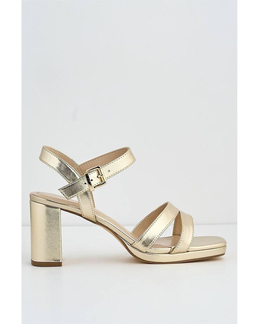 Miss Diva Natural Anahi 2 Strap Platform Block Heel Anklestrap Sandals
