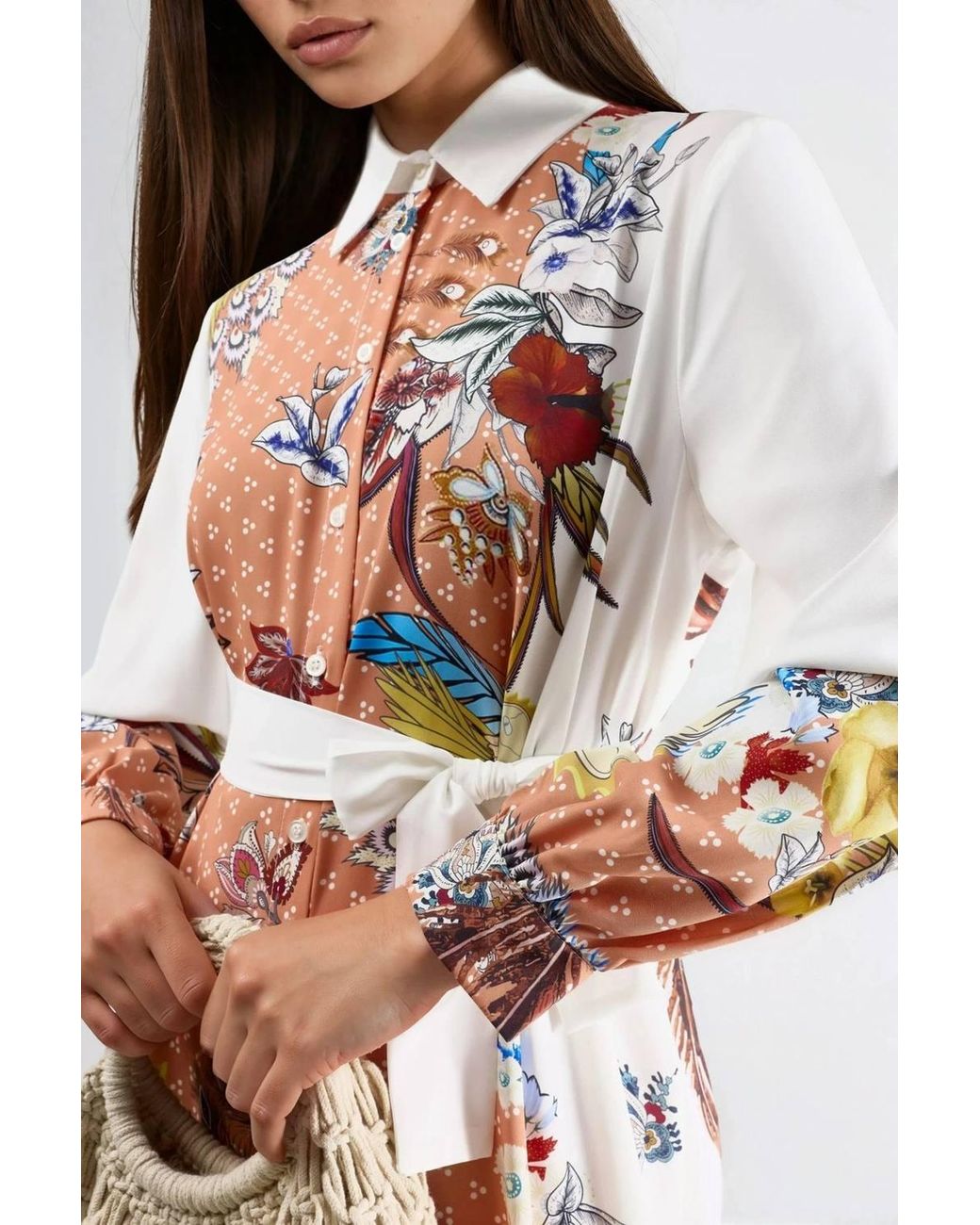 Msn-Collection Multicolor Floral Maxi Dress With Button Closure