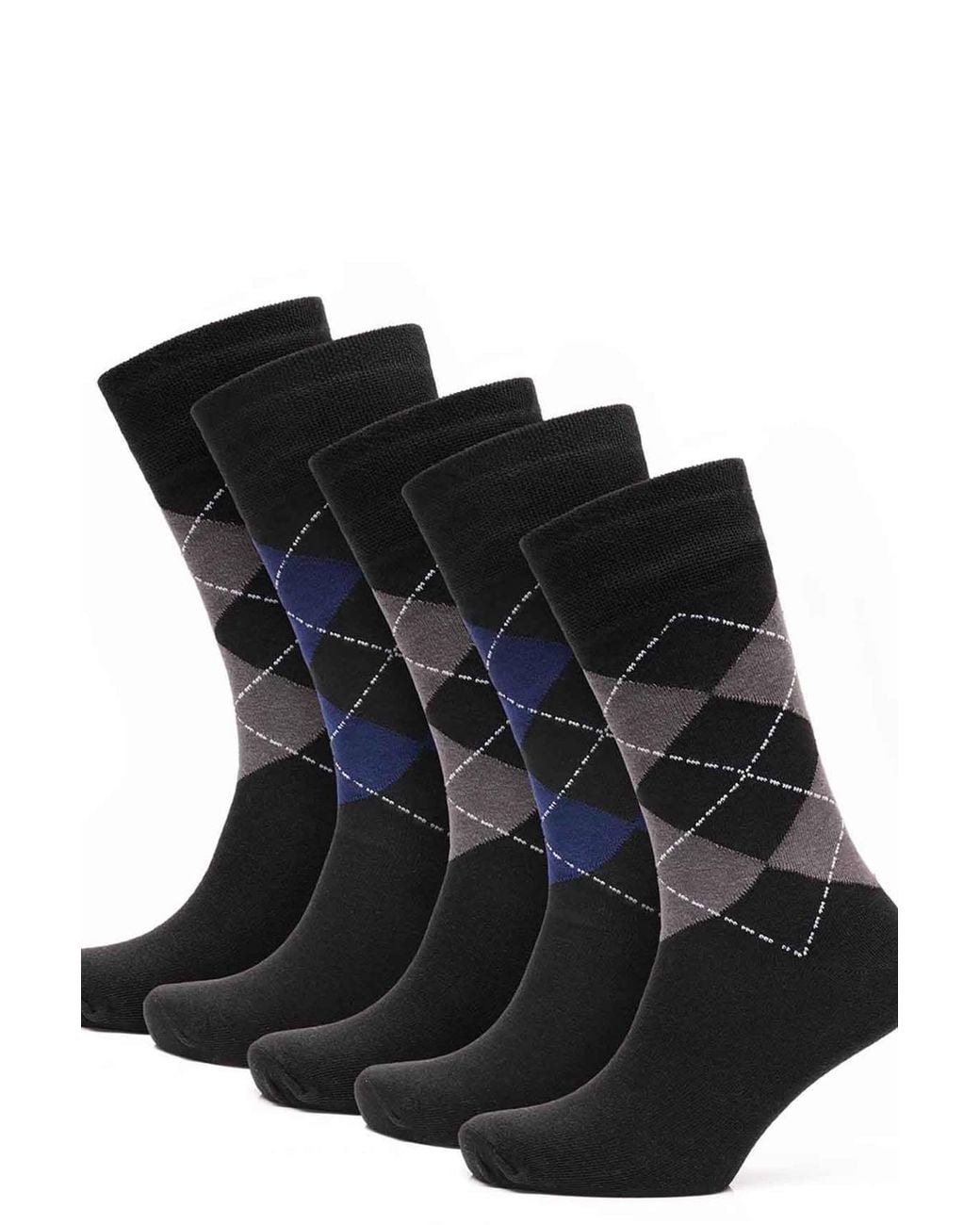 Chums Black 6 Pack Argyle Sock for men