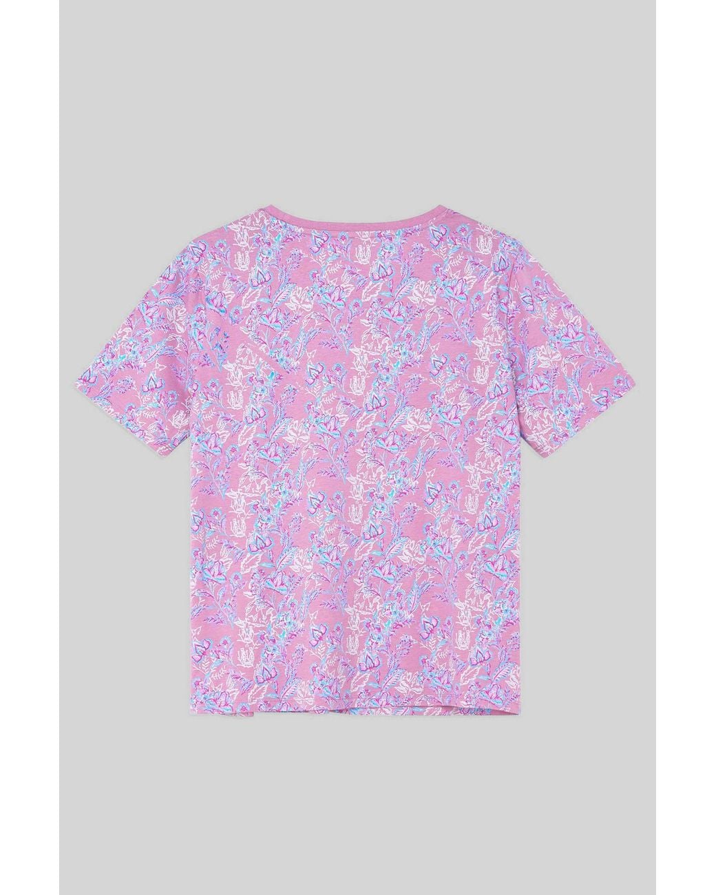 Enorsia Purple Crayon Leaf Combed Cotton Relax Fit T-Shirt