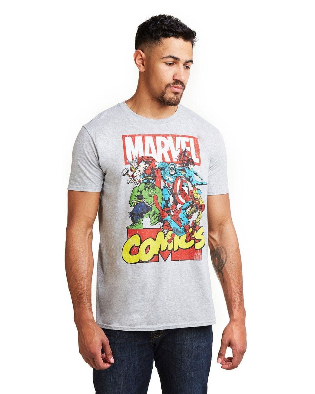 Marvel White Call Out Cotton T-Shirt for men