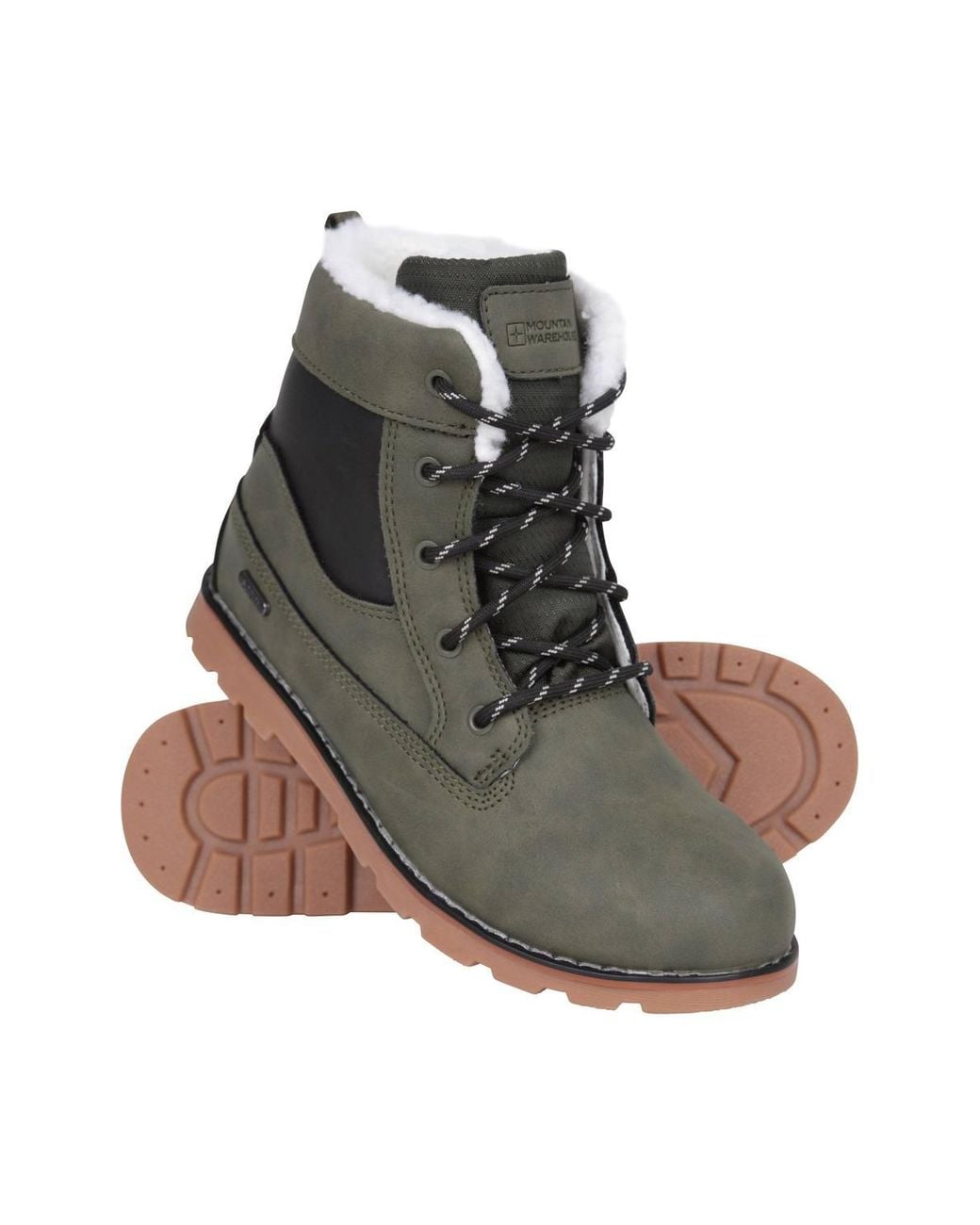 Mountain Warehouse Green 'Chestnut' Borg Lined Warm Waterproof Outdoor Non-Slip Grip Boots