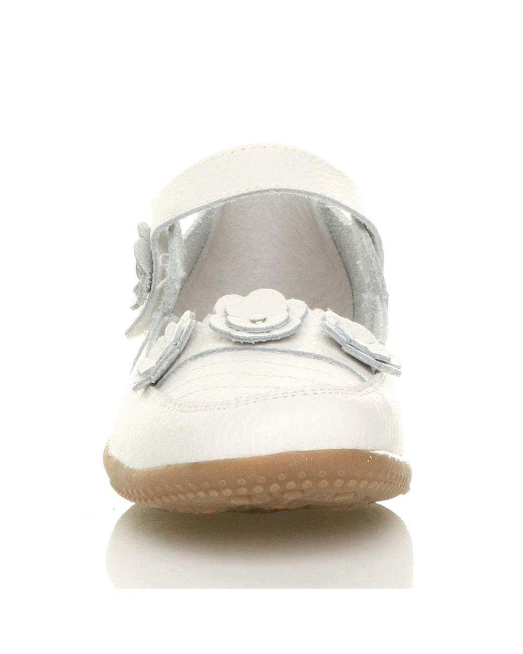 AJVANI White Low Heel Comfort Touch Close Leather Mary Janes
