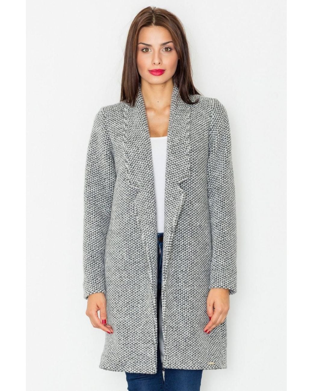Love Lace Gray Classic Wool Padded Coat With Pockets