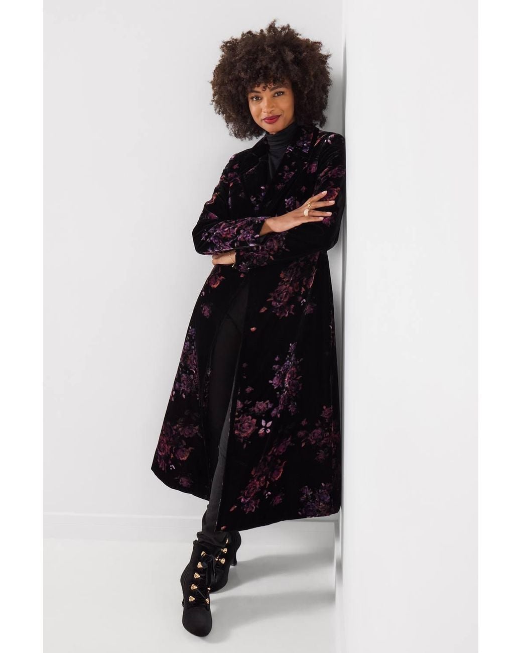 Joe Browns Black Boutique Printed Velvet Coat