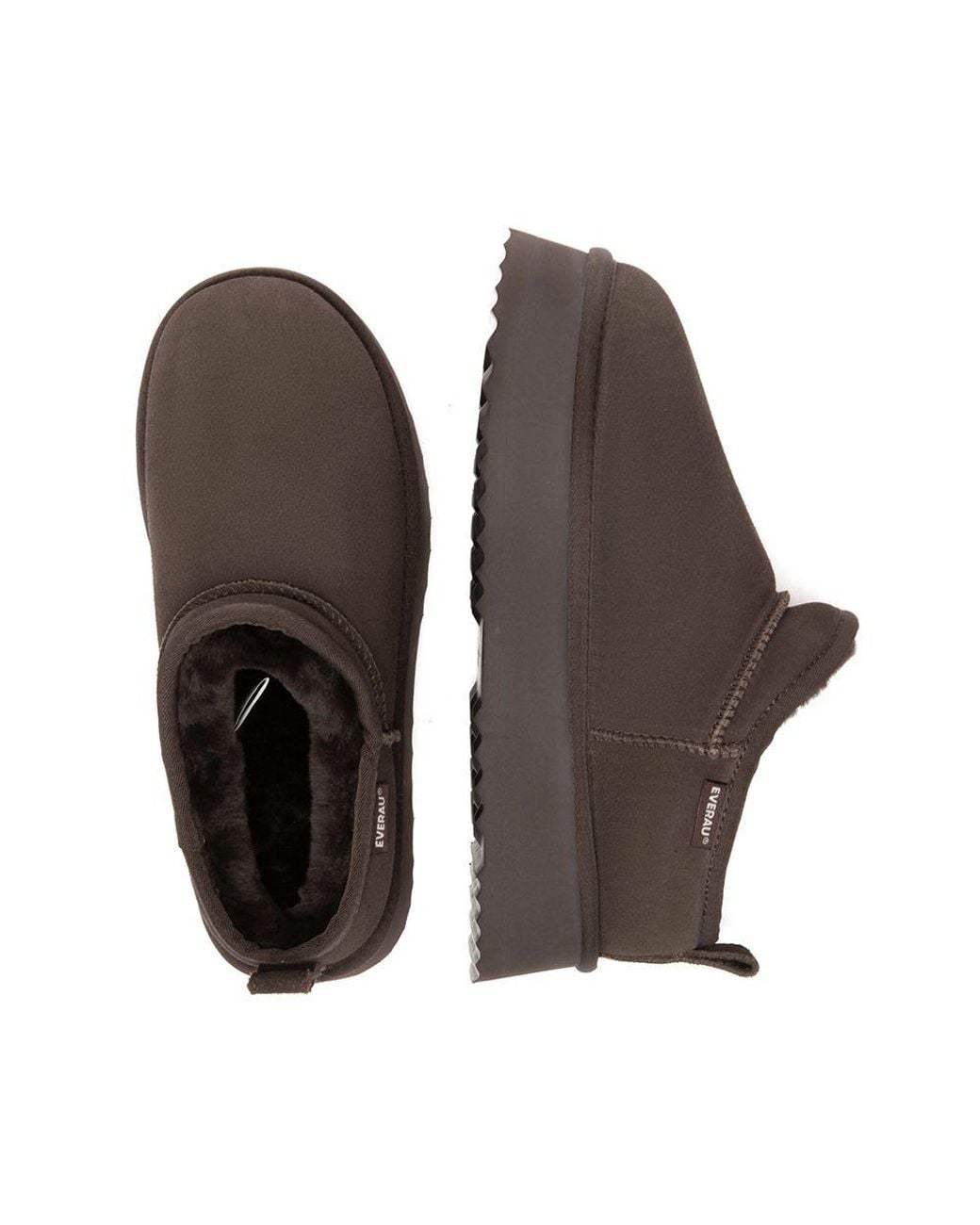 EverAu Australia Brown Real Sheepskin Partridge Classic Ultra Mini Platform Boots With Eva Sole