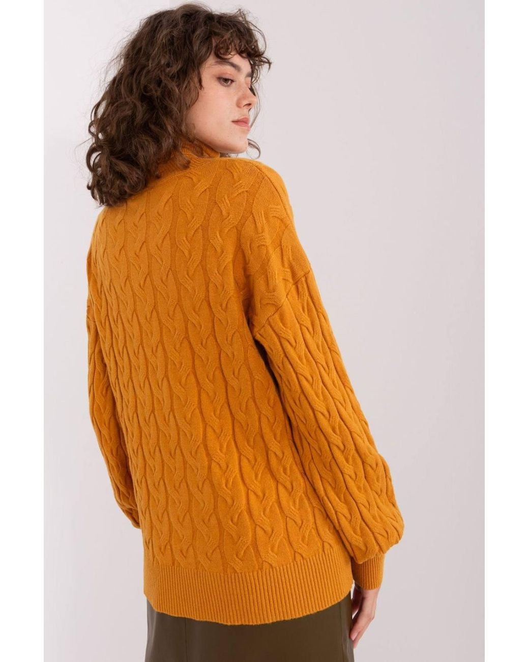 Love Lace Orange Variegated Plaid Turtleneck Long Sleeve Sweater Style 188311