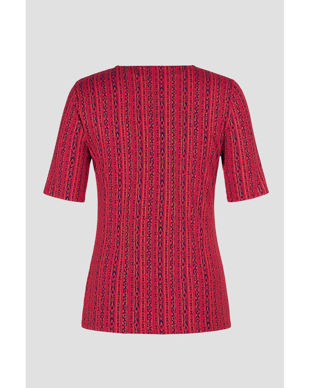 Enorsia Red Short Sleeve Shimmer Printed Viscose Top