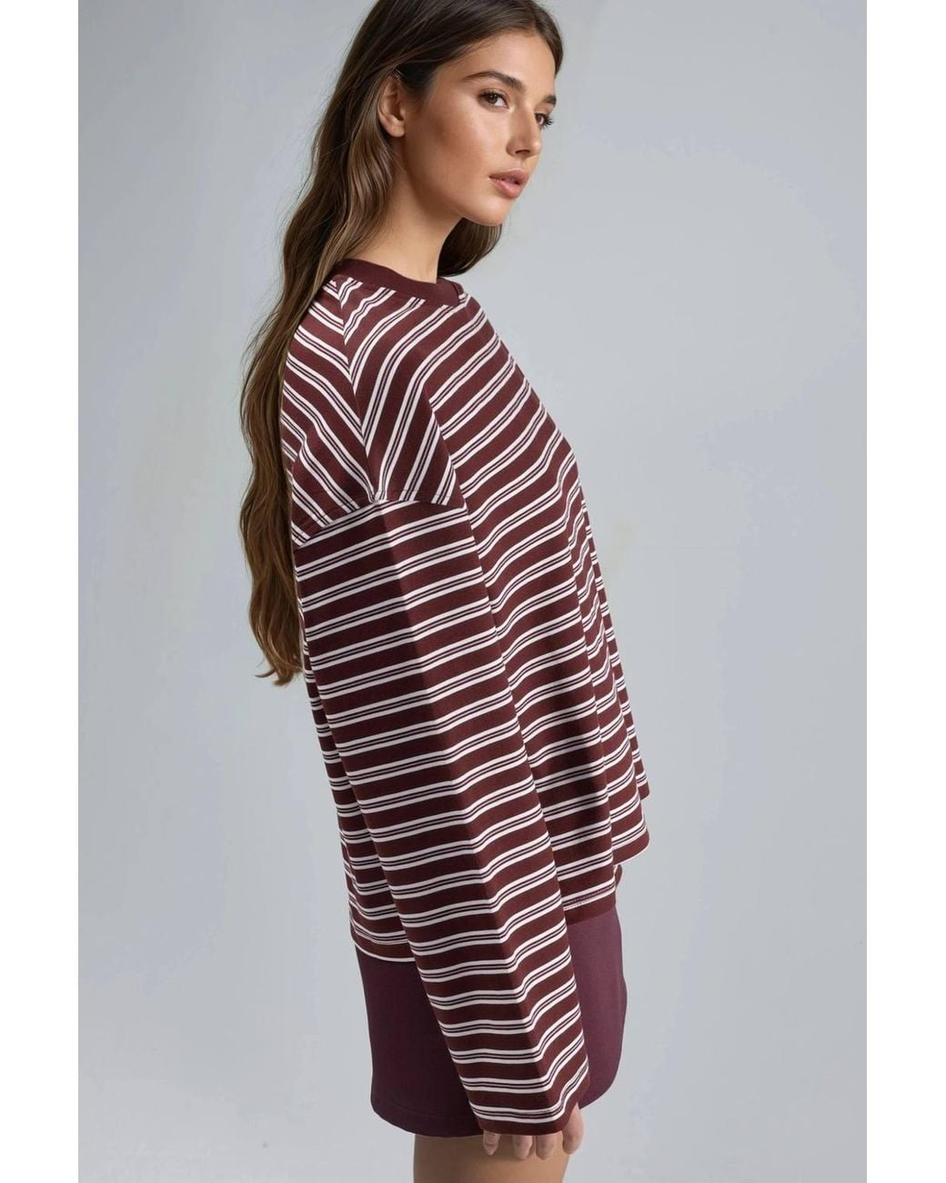 Busem Red Striped Crew Neck Long Sleeve T-Shirt