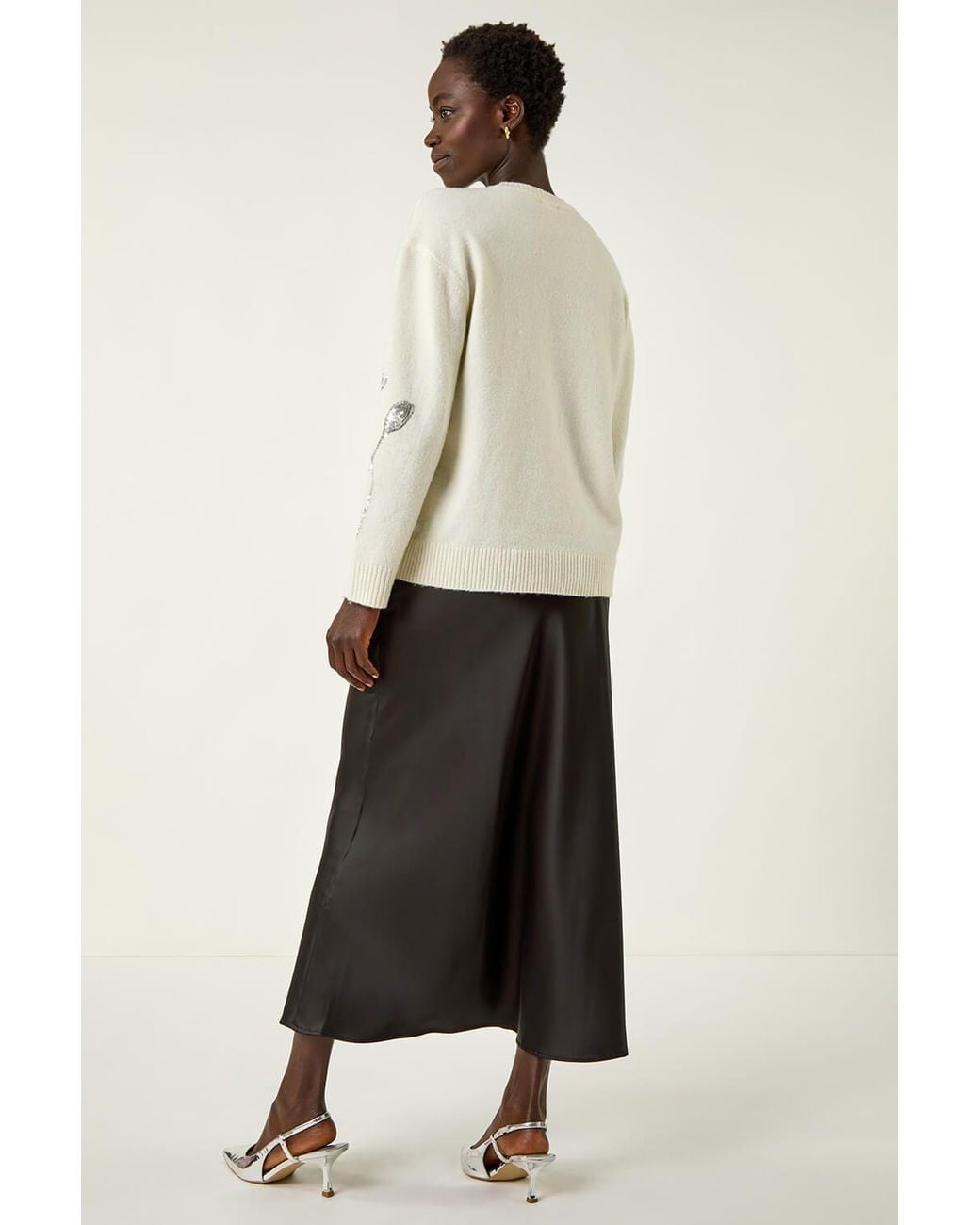 Roman Natural Floral Sequin Knit Jumper