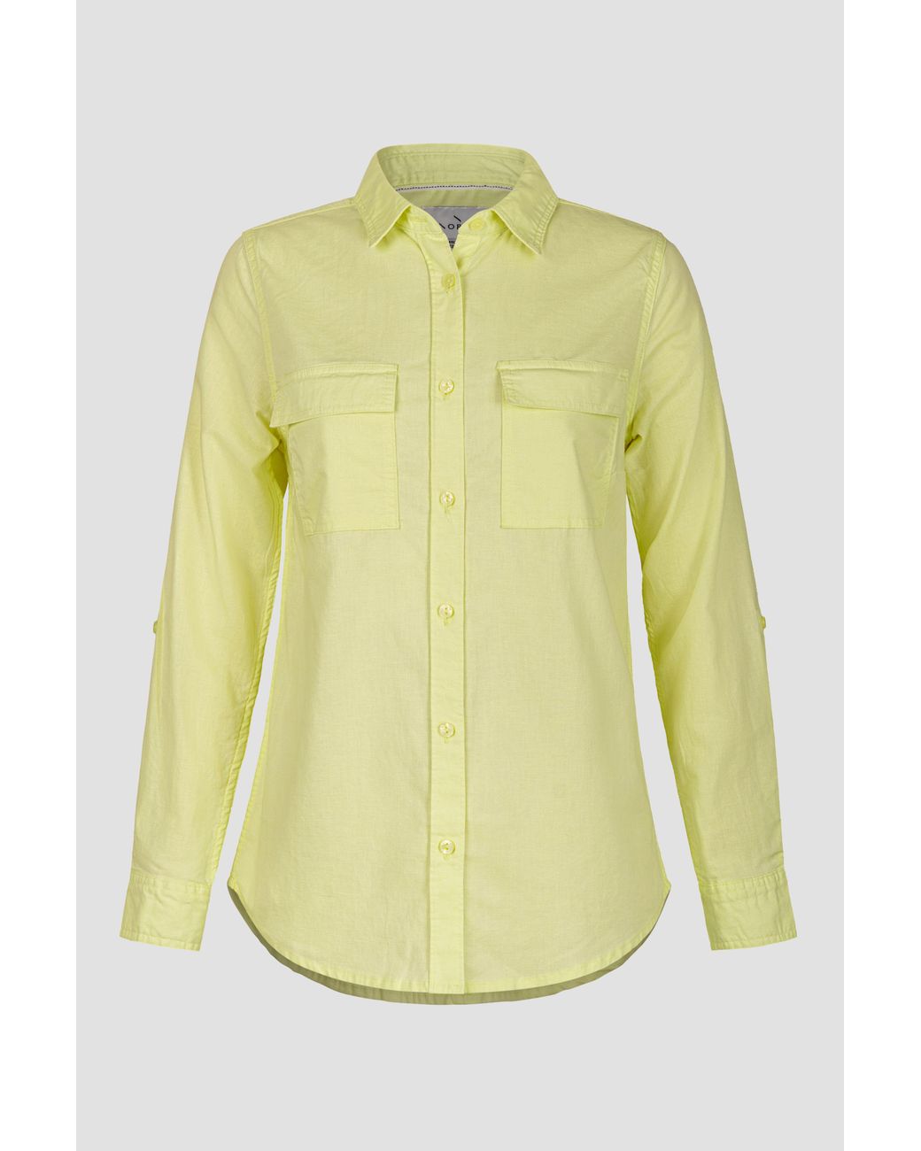 Enorsia Yellow Relaxed Fit Cotton-Linen Shirt