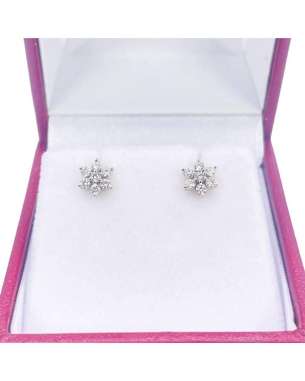 Raina Jewels Metallic 18Ct Diamond Stud Flower Shaped Earrings 0.25Ct