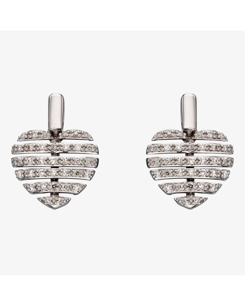 T.H.Baker Metallic 9Ct Split Diamond Heart Stud Earrings Ge2298