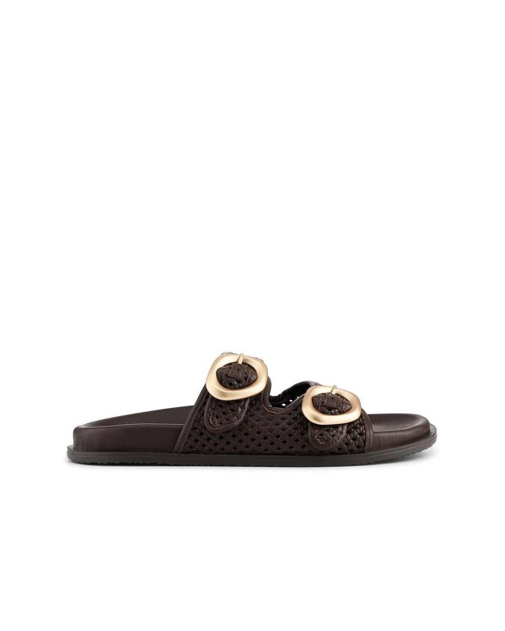 Jones Bootmaker Black Gisela Leather Dual Buckle Sandals
