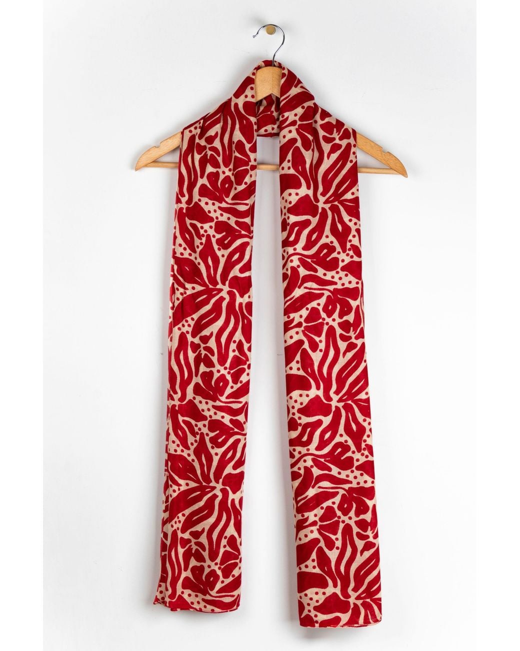 SARTA Red Allie Lightweight Floral Scarf