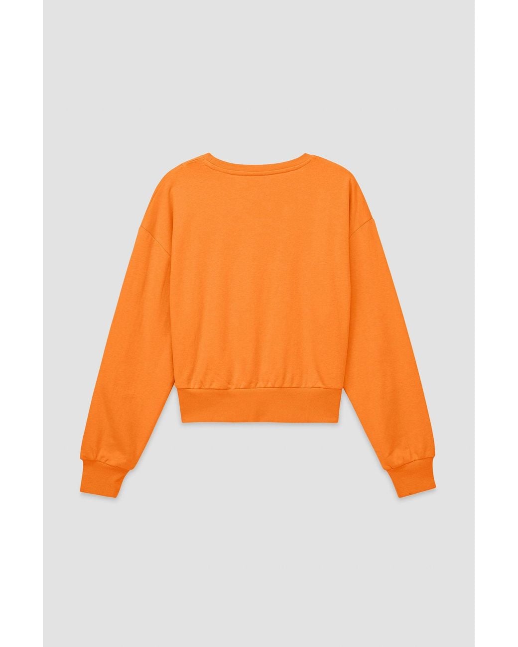 Enorsia Orange Relaxed Fit Terry Cropped Sweatshirt