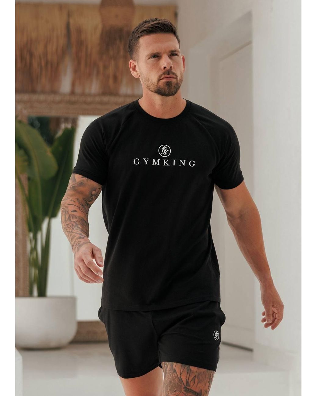 Gym King Black Muscle Fit T-Shirt Pro Logo for men