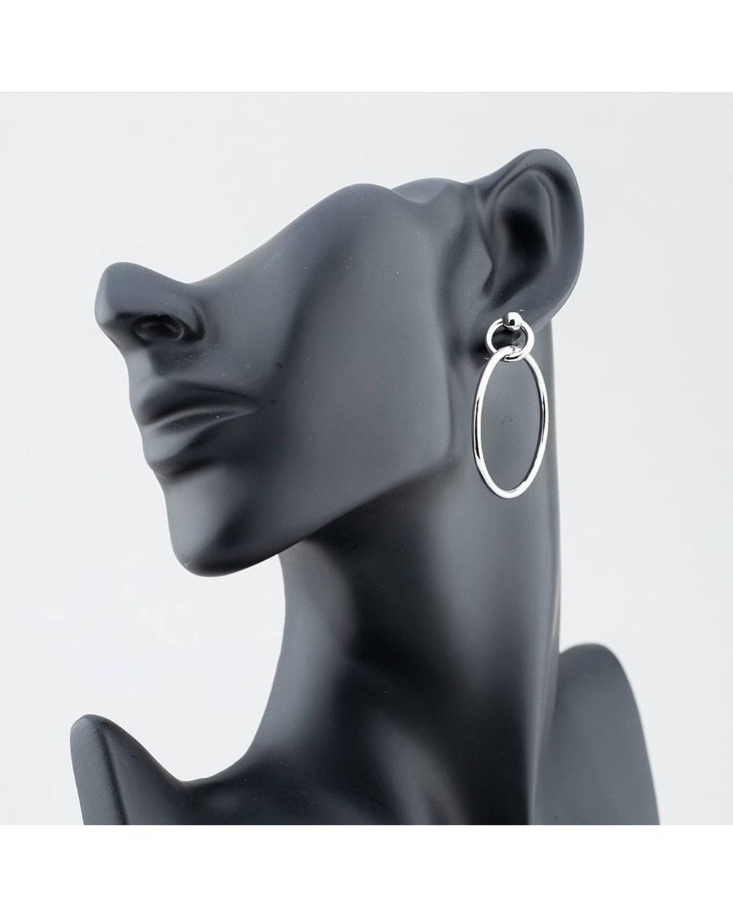 T.H.Baker White Large Double Circle Stud Hoop Earrings Sec0120C
