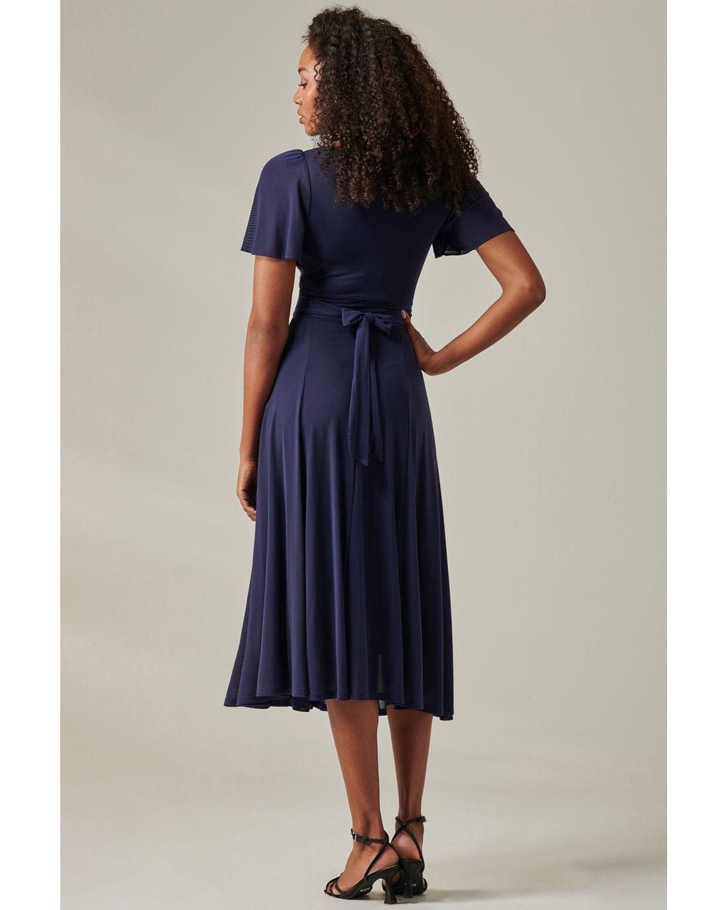 Jolie Moi Blue Ayla Plain Mesh Maxi Dress