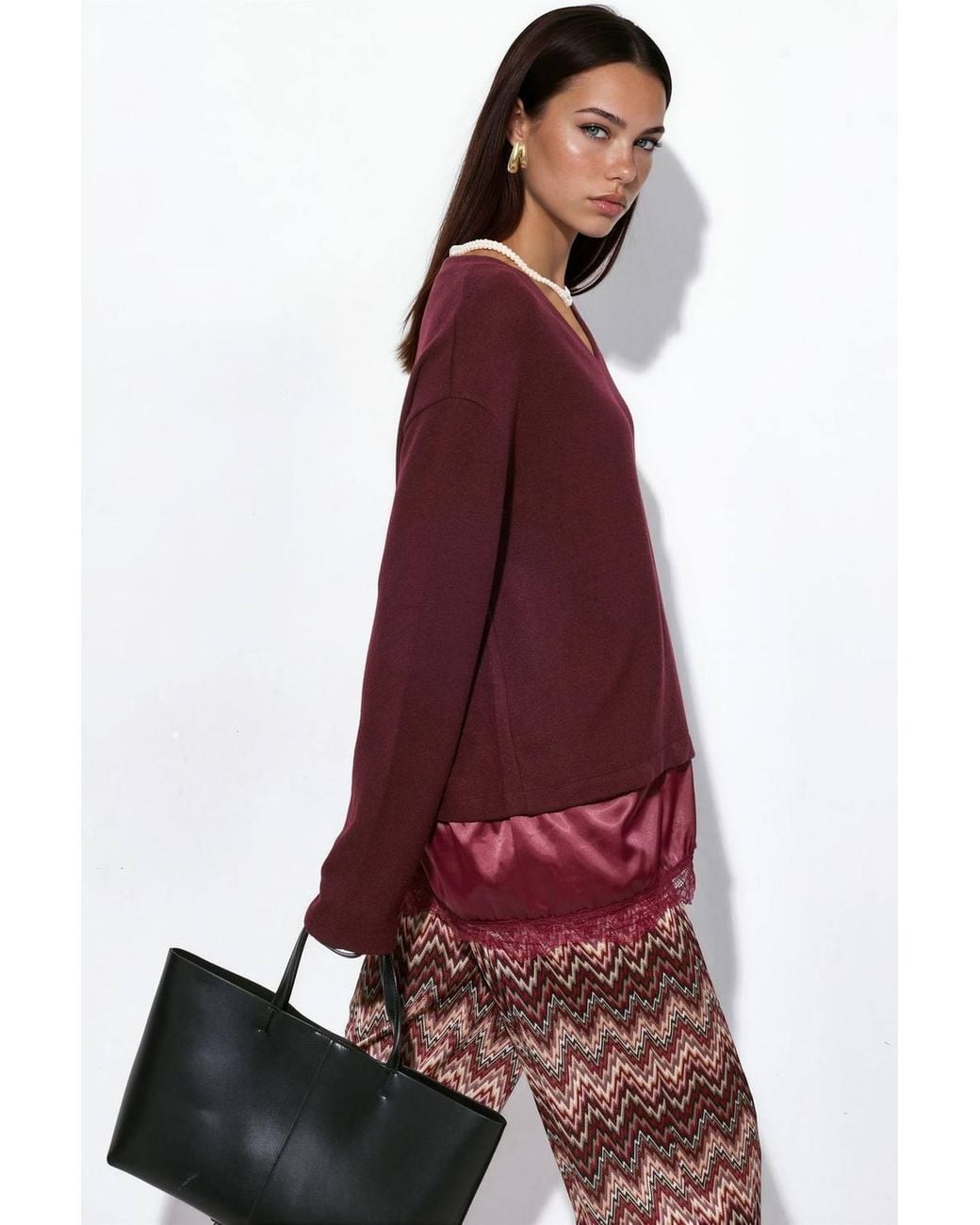 Busem Red V-Neck Knit Sweater