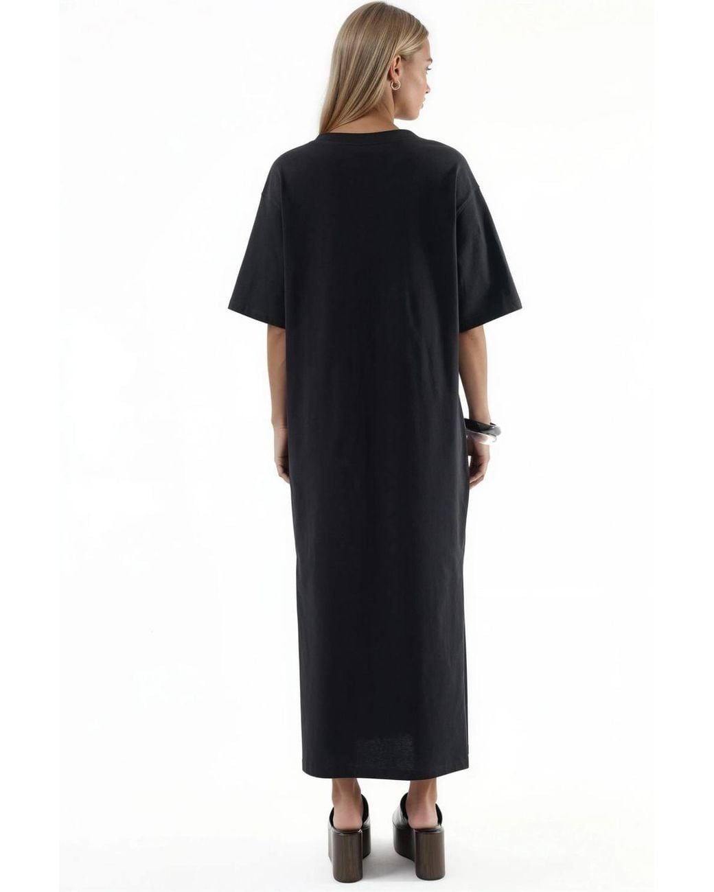 Busem Blue V-Neck Loose Fit Midi Dress