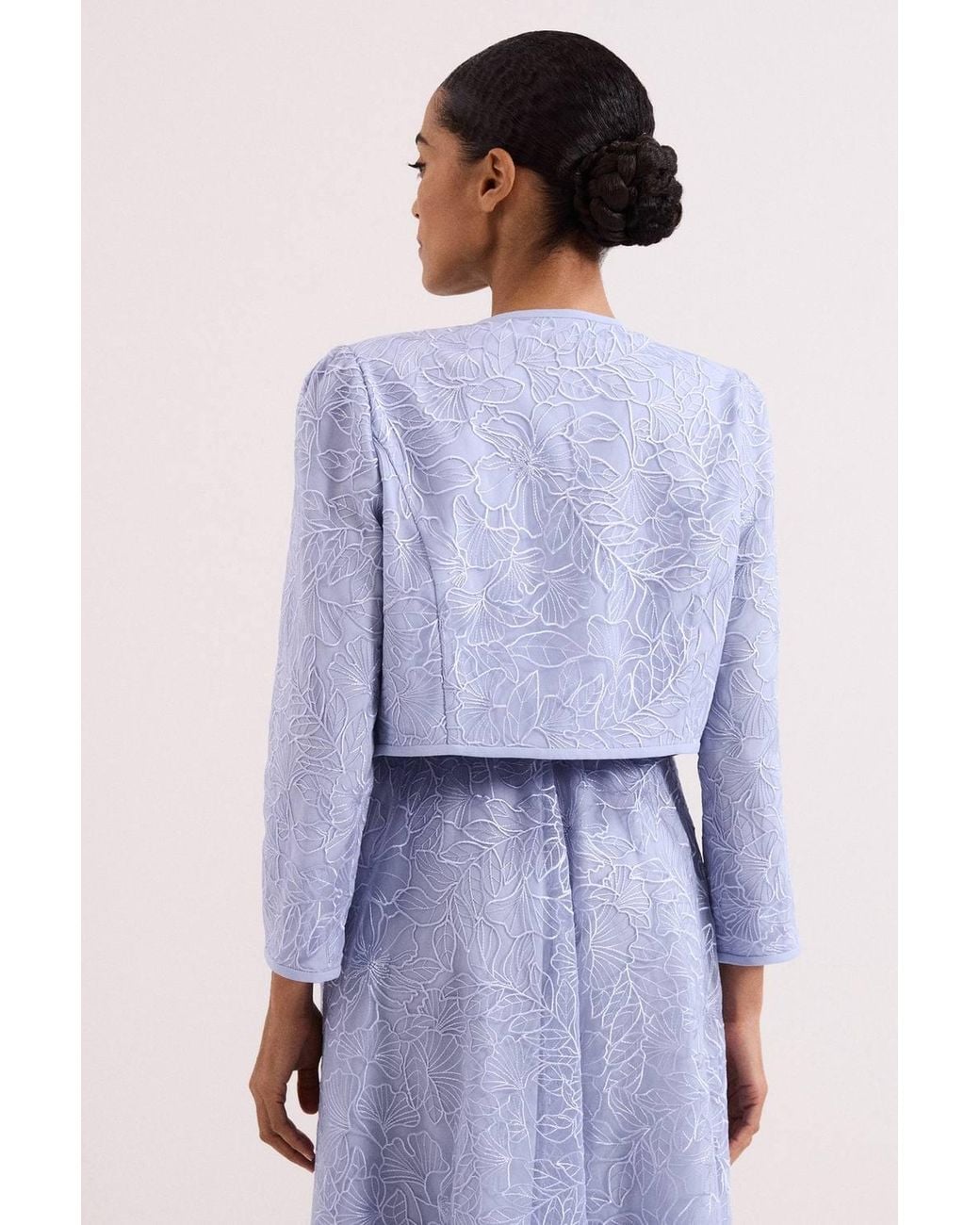 Phase Eight Purple Sakura Embroidered Cropped Jacket