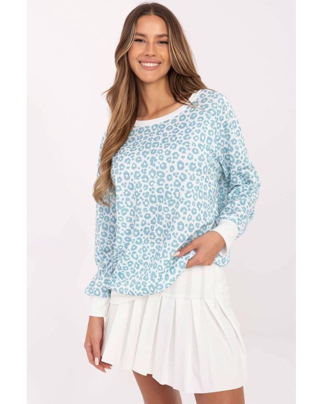 Love Lace Blue Spot Animal Print Casual Blouse