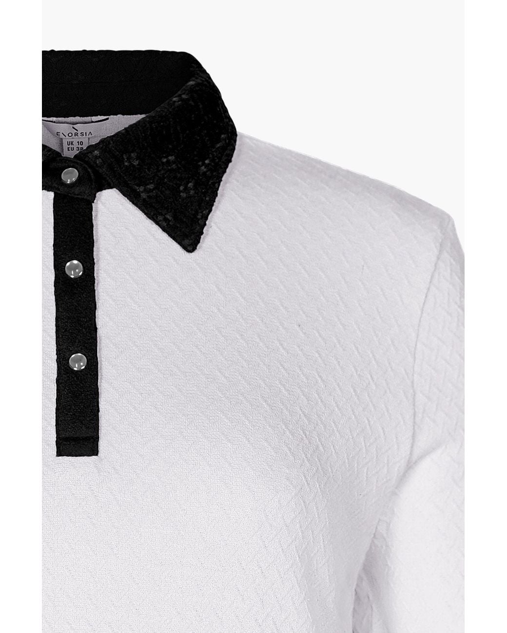 Enorsia White Laced Collar Jersey Tailored Shirt Tops