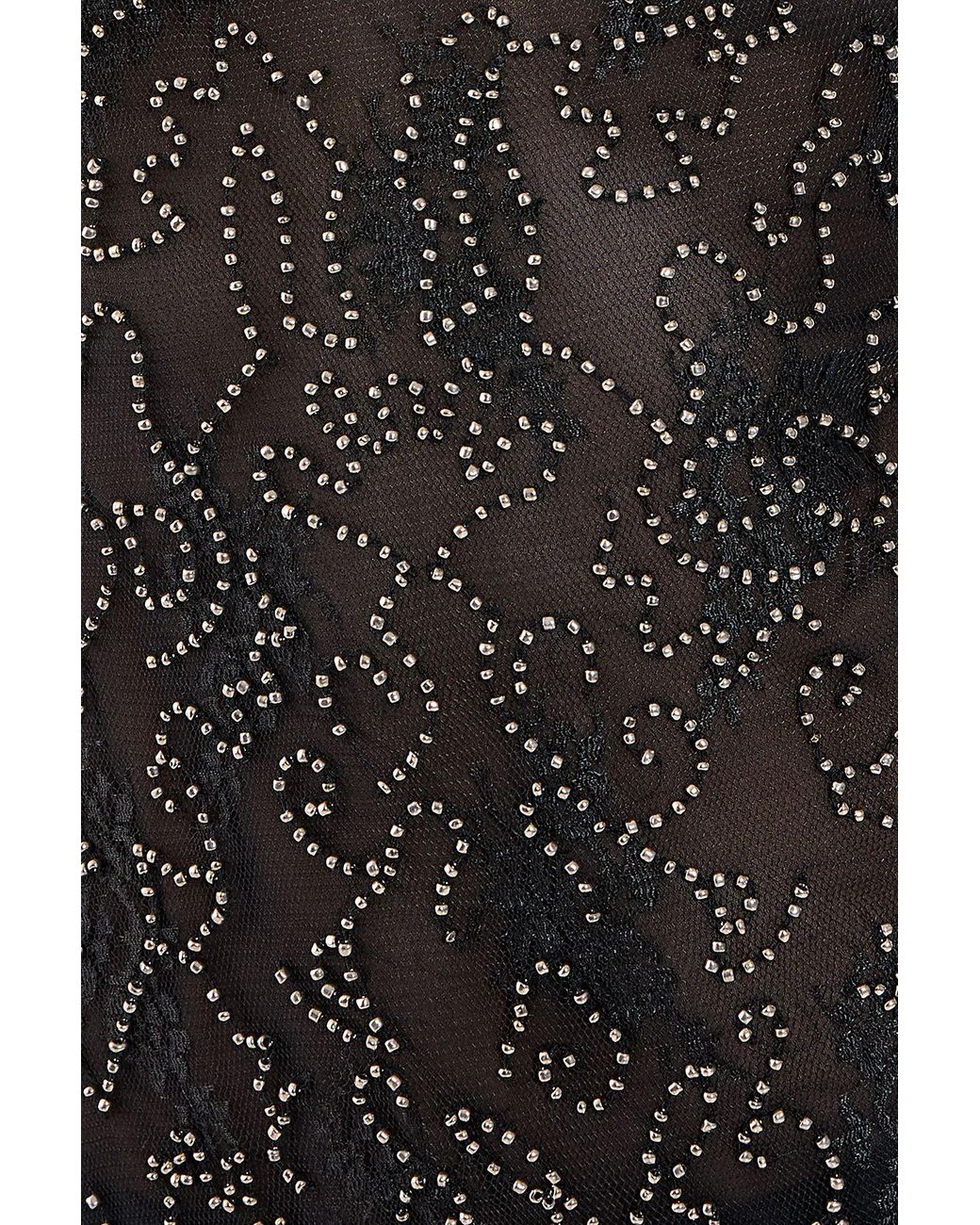 Nasty Gal Black Lace Hand Embellished Long Sleeve Mini Dress
