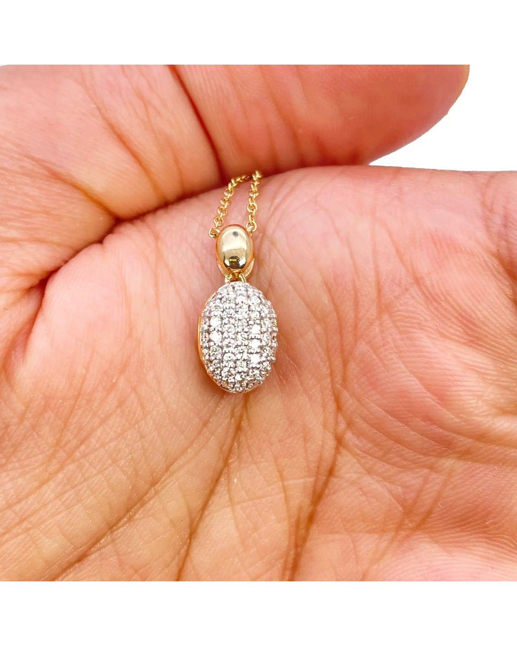 Raina Jewels Metallic 18Ct Diamond Oval Necklace Stud Earrings Matching Set 0.53Ct
