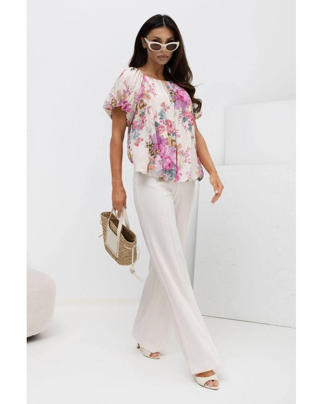 Love Lace Pink Viscose Off-Shoulder Short Sleeve Blouse