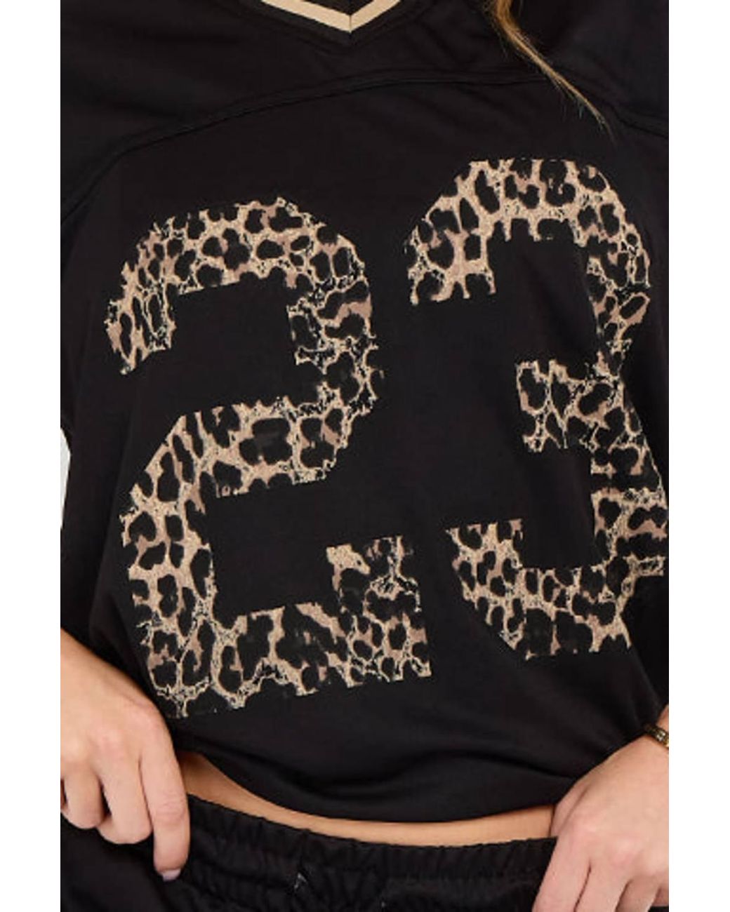 Stylewise Black Leopard Print Oversized T-Shirt & Shorts Co-Ord Set