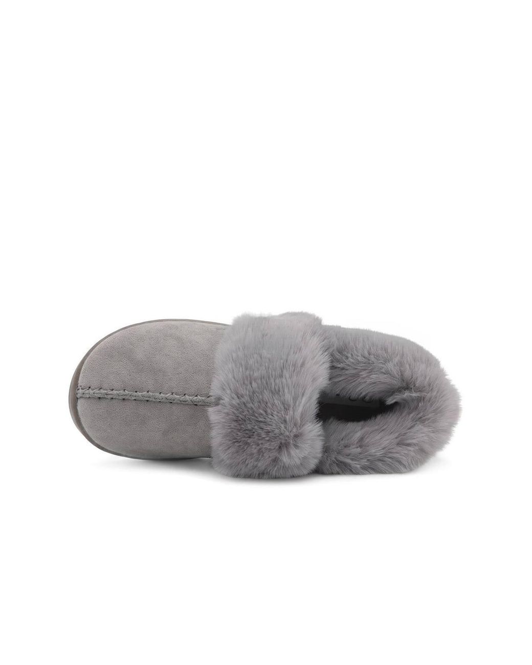 Pavers Gray Luxury Faux Fur Full Slippers