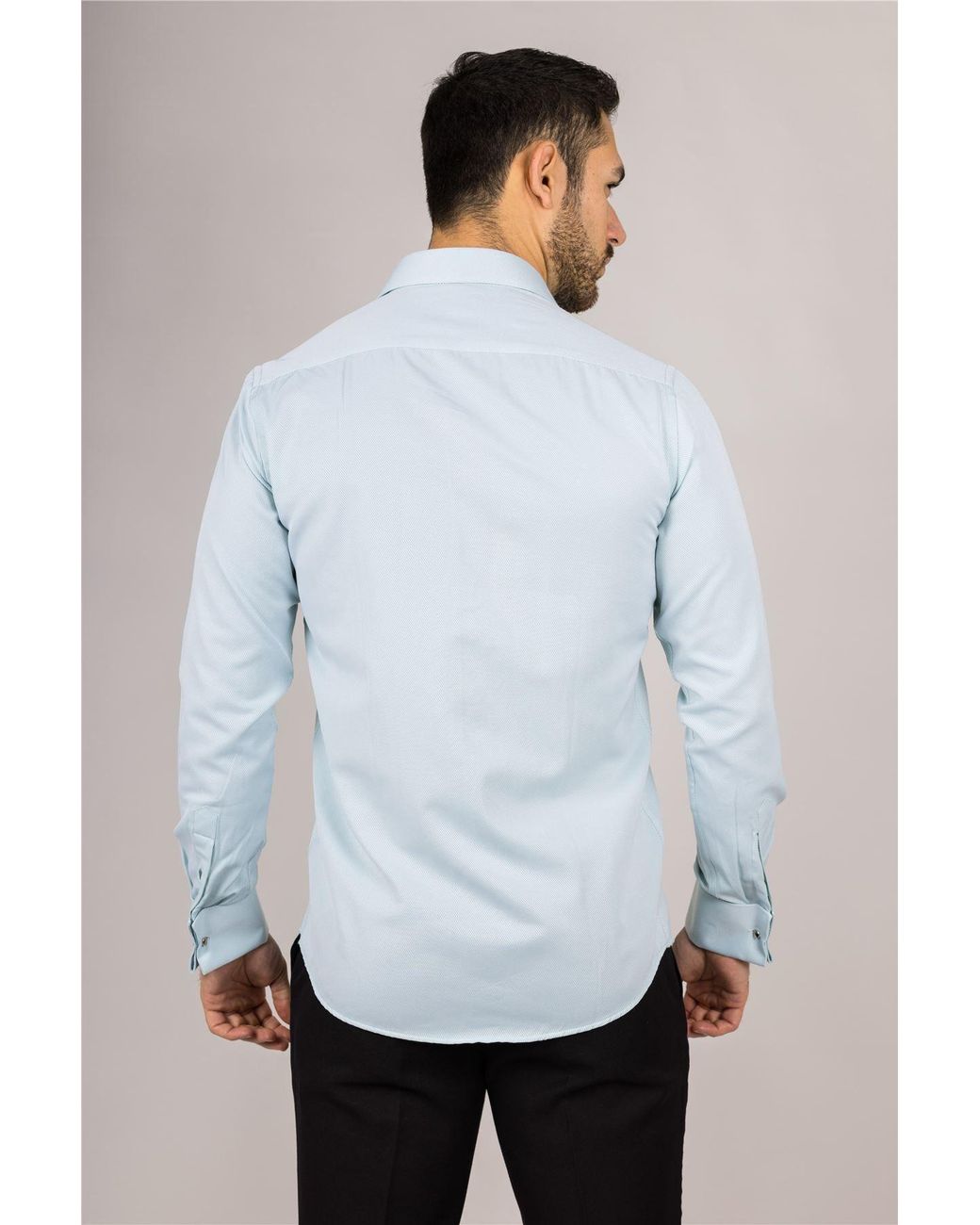 TruClothing Blue Long Sleeve Regular Fit Double Cuff Twill Oxford Shirt for men