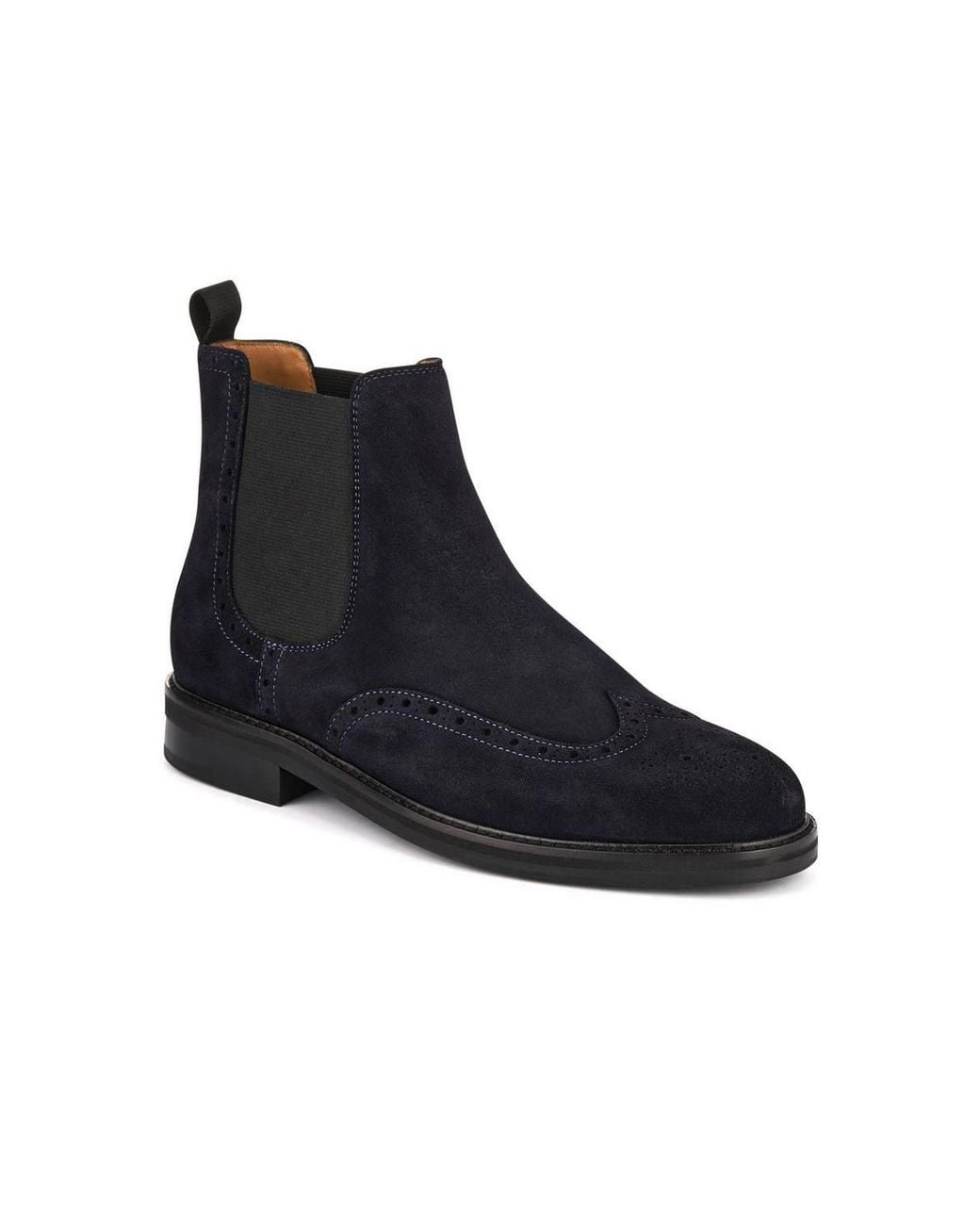 Jones Bootmaker Black Fieldston Brogue Wingtip Chelsea Boots for men